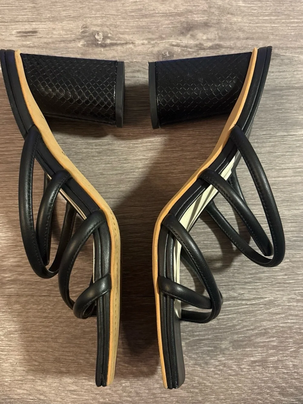 Dolce Vita Black Strappy Square Toe Block Heels